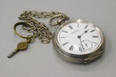 A silver open faced pocket watch