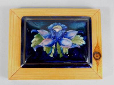 A Moorcroft rectangular pot lid