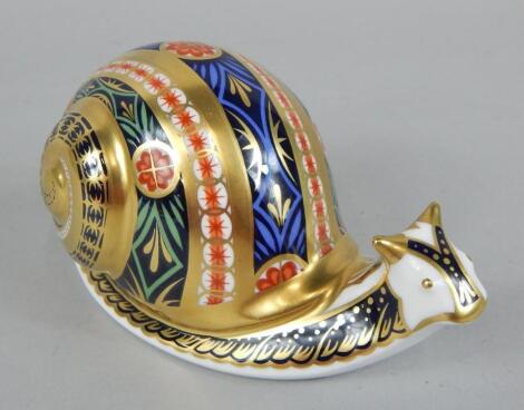 A Royal Crown Derby Imari pattern garden snail