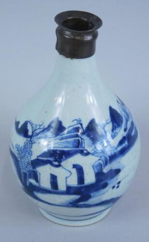 An 18thC Chinese provincial bottle shaped porcelain vase