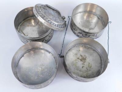 An Eastern pewter sectional food container - 2