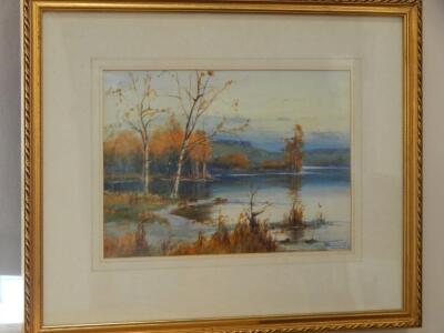 P Valentine (19th/20thC). River landscape - 2