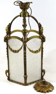 A Victorian style brass hanging lantern