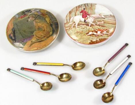 A set of six early 20thC enamel and metal teaspoons