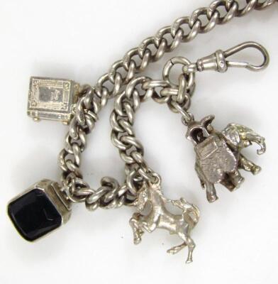 A late 19thC silver Albert watch chain - 3