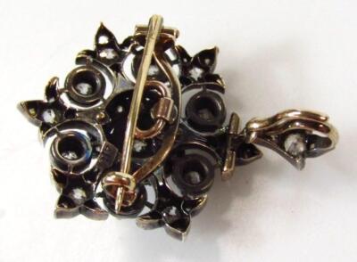 A Victorian star shaped diamond encrusted metamorphic pendant brooch - 3