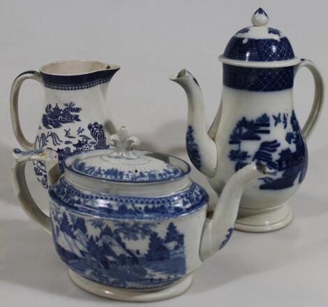 An early 19thC Pearlware coffee pot in the Mandarin pattern