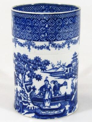 A very early 19thC blue and white Pearlware cider tankard - 2