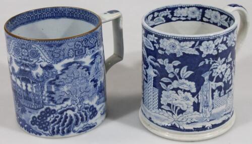 An early 19thC blue and white Pearlware cider tankard