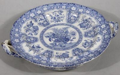 A 19thC blue and white Pearlware transfer printed food warmer by Spode