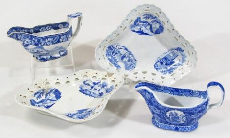 A pair of 19thC Brameld shaped Pearlware dessert dishes