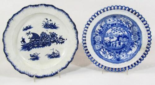 A late 18thC blue and white Pearlware dish