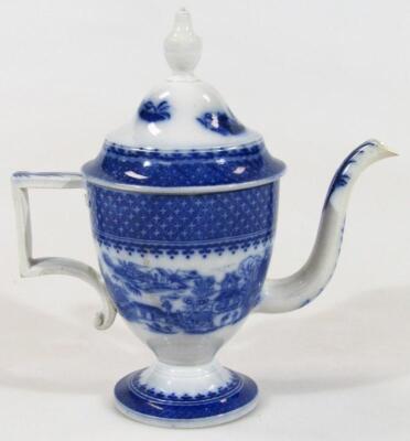 An early 19thC blue and white Pearlware Argyle coffee pot - 3