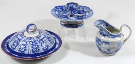 A 19thC blue and white Pearlware egg rack