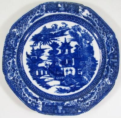 An early 19thC Pearlware octagonal plate - 4