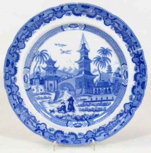 A very early 19thC blue and white Pearlware plate