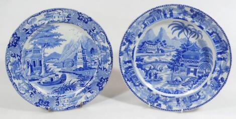 An early 19thC blue and white Pearlware plate