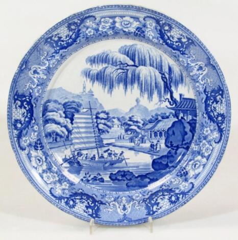 An early 19thC blue and white Pearlware plate