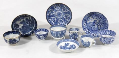 Various early 19thC and later blue and white Pearlware