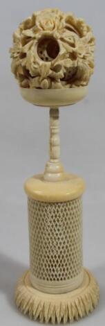 A 19thC Chinese ivory puzzle ball