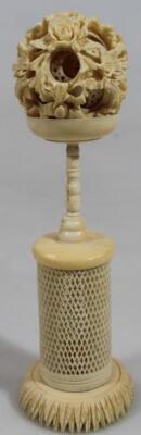 A 19thC Chinese ivory puzzle ball