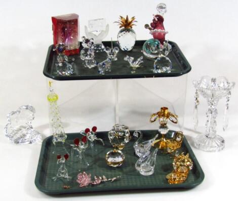 Various Swarovski and other crystal ornaments