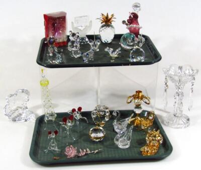 Various Swarovski and other crystal ornaments