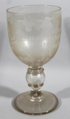 A 19thC etched glass marriage goblet