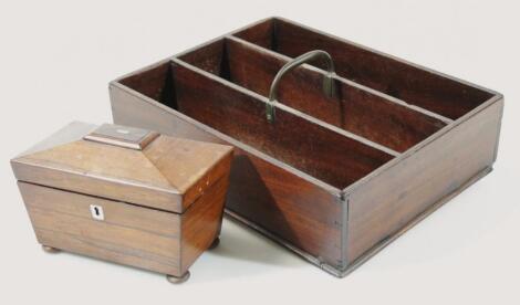 A 19thC rosewood sarcophagus tea caddy