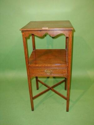 A George III oak night table with single drawer