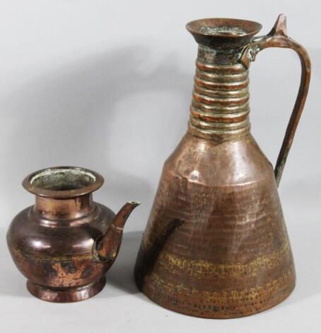 A 19thC Middle Eastern copper flagon