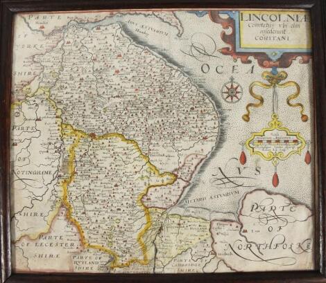 A 17thC Coritani coloured map of Lincoln