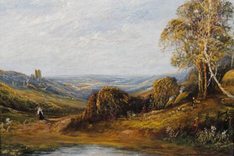 Style of John Linnell. Figures in a summer landscape