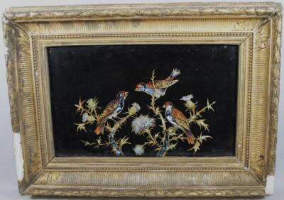 20thC Japanese School. Exotic birds with mother of pearl finish on branches - 2