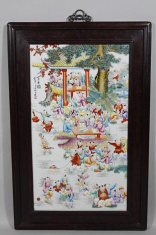 A Wang De Fan Chinese porcelain panel