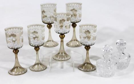 A set of six 20thC Continental drinking glasses