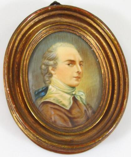 A mid 20thC portrait miniature of a gentleman quarter profile