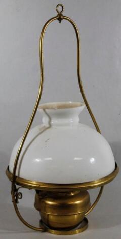 An early 20thC brass hanging lamp