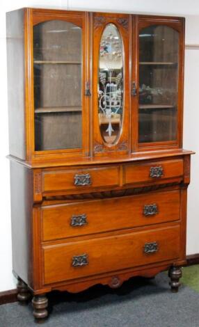 A late 19thC walnut cabinet