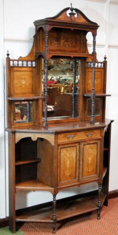 An Edwardian rosewood and boxwood strung display cabinet