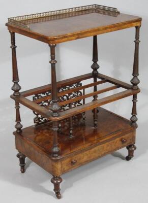 A Victorian walnut and part inlaid whatnot