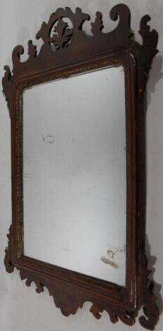 A late 19thC mahogany framed Chippendale style fret mirror