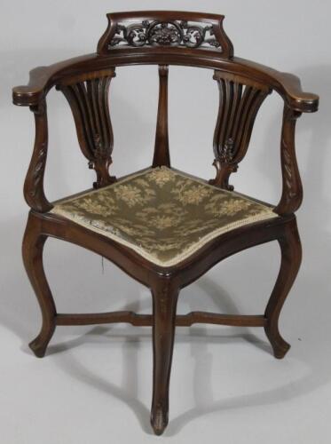 A 19thC mahogany corner chair