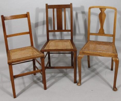 Three various early 20thC cane seated bedroom chairs