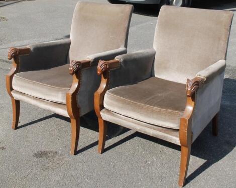 A pair of Empire style armchairs