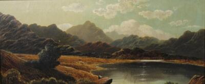 Charles Leslie (1835-1890). Figure fishing on a quiet stream with mountains in the distance and anot - 2