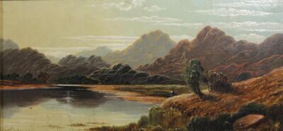 Charles Leslie (1835-1890). Figure fishing on a quiet stream with mountains in the distance and anot - 3