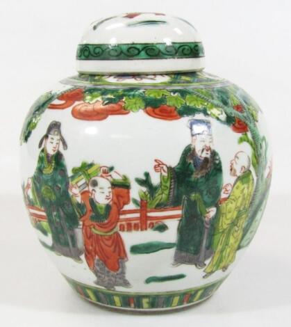 A Chinese porcelain Kangxi style ginger jar