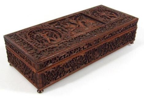 A 19thC hardwood glove box