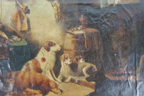 19thC School. Dogs in a farm interior